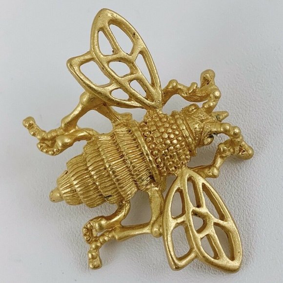 Vintage Jewelry - Vintage Bumble Bee Insect Bug Gold Tone Brooch Pin